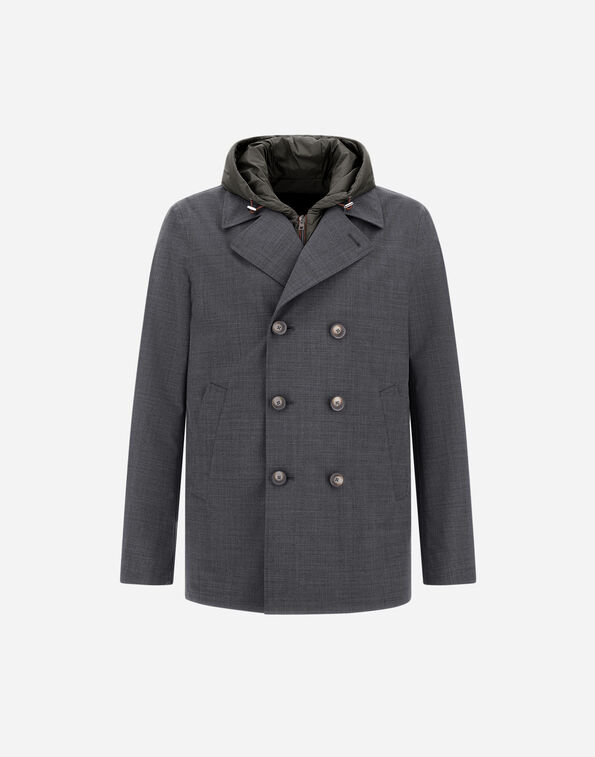 Herno WOOL, ECOAGE AND 3-LAYER MEMBRANE PEA COAT  PE0001UNW128889450