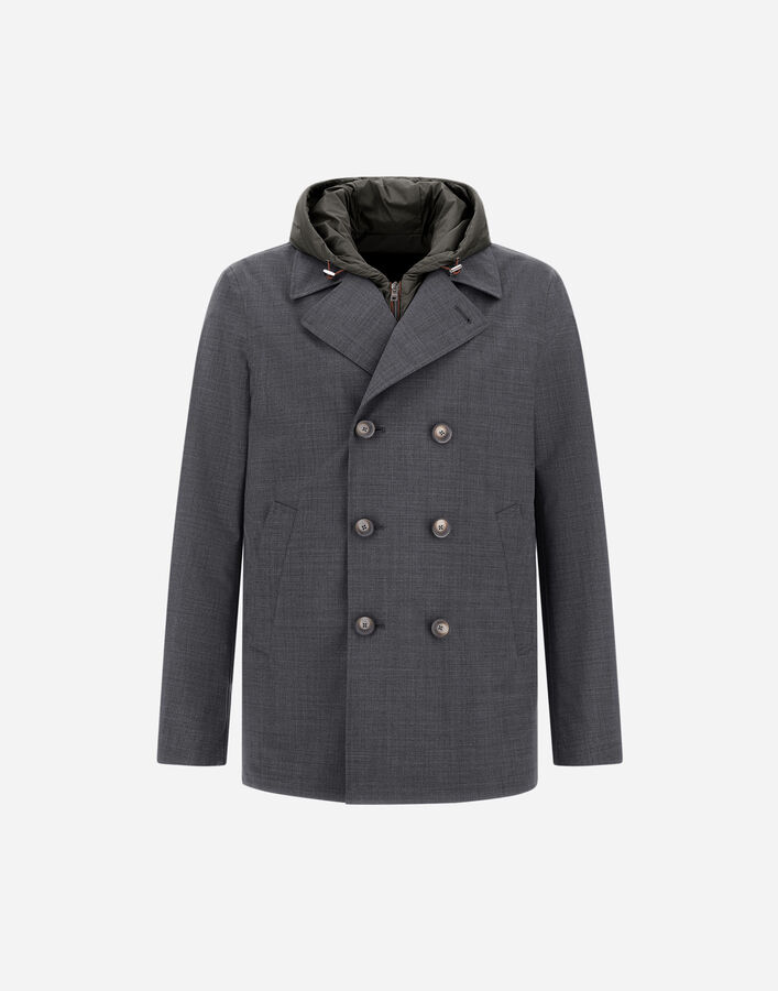 Herno WOOL, ECOAGE AND 3-LAYER MEMBRANE PEA COAT  PE0001UNW128889450