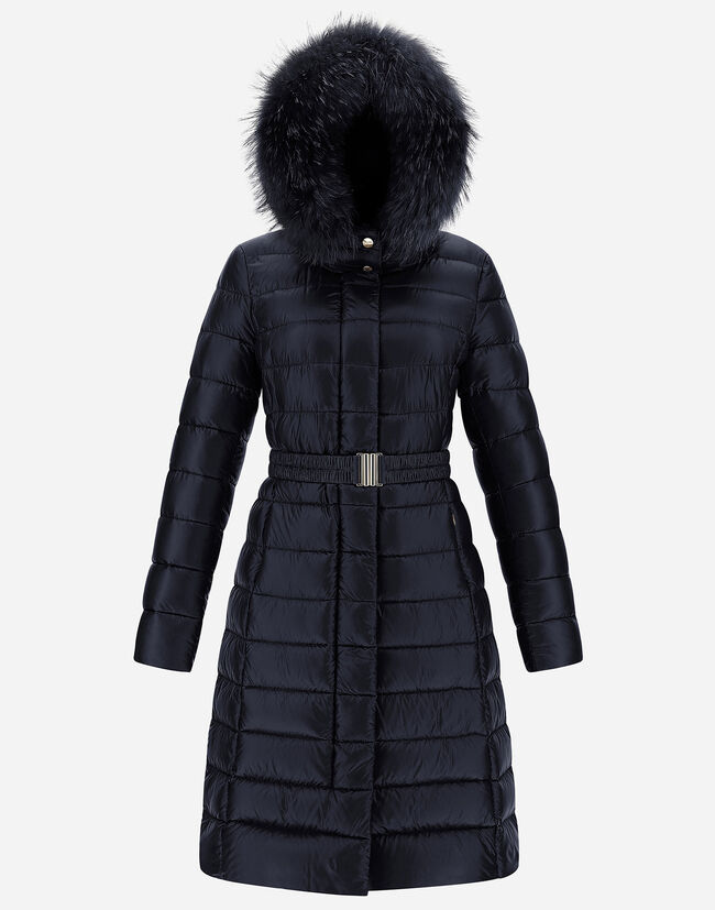NYLON ULTRALIGHT LONG BELTED COAT WITH FUR Herno 1