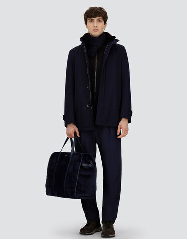CARCOAT IN DIAGONAL WOOL in Navy Blue for Men | Herno
