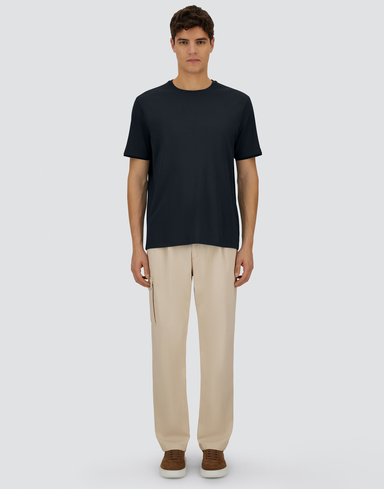 RESORT T-SHIRT IN BASIC COTTON & LIGHT STRETCH NYLON in Navy