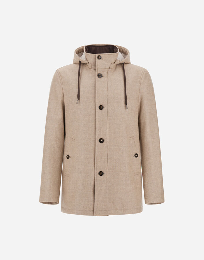 Herno SHORT PARKA IN WOOL, SILK AND SUEDE EFFECT  CA000231U335311985
