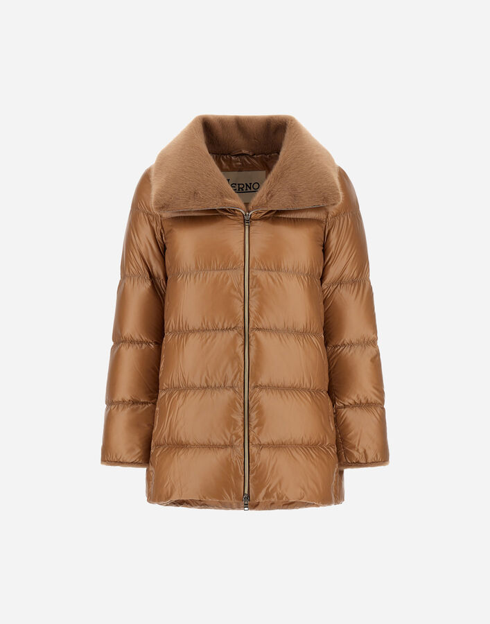 Herno A-SHAPE JACKET IN NYLON ULTRALIGHT AND LADY ALTERNATIVE FUR  PI002140D12017Z2157