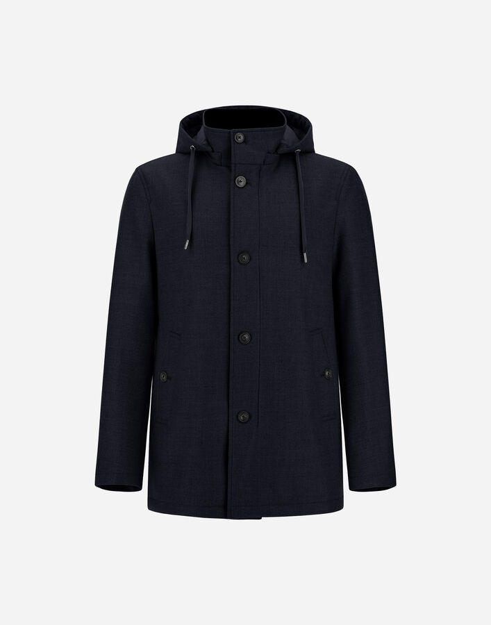 Herno SHORT PARKA IN WOOL, SILK AND SUEDE EFFECT  CA000231U335319200