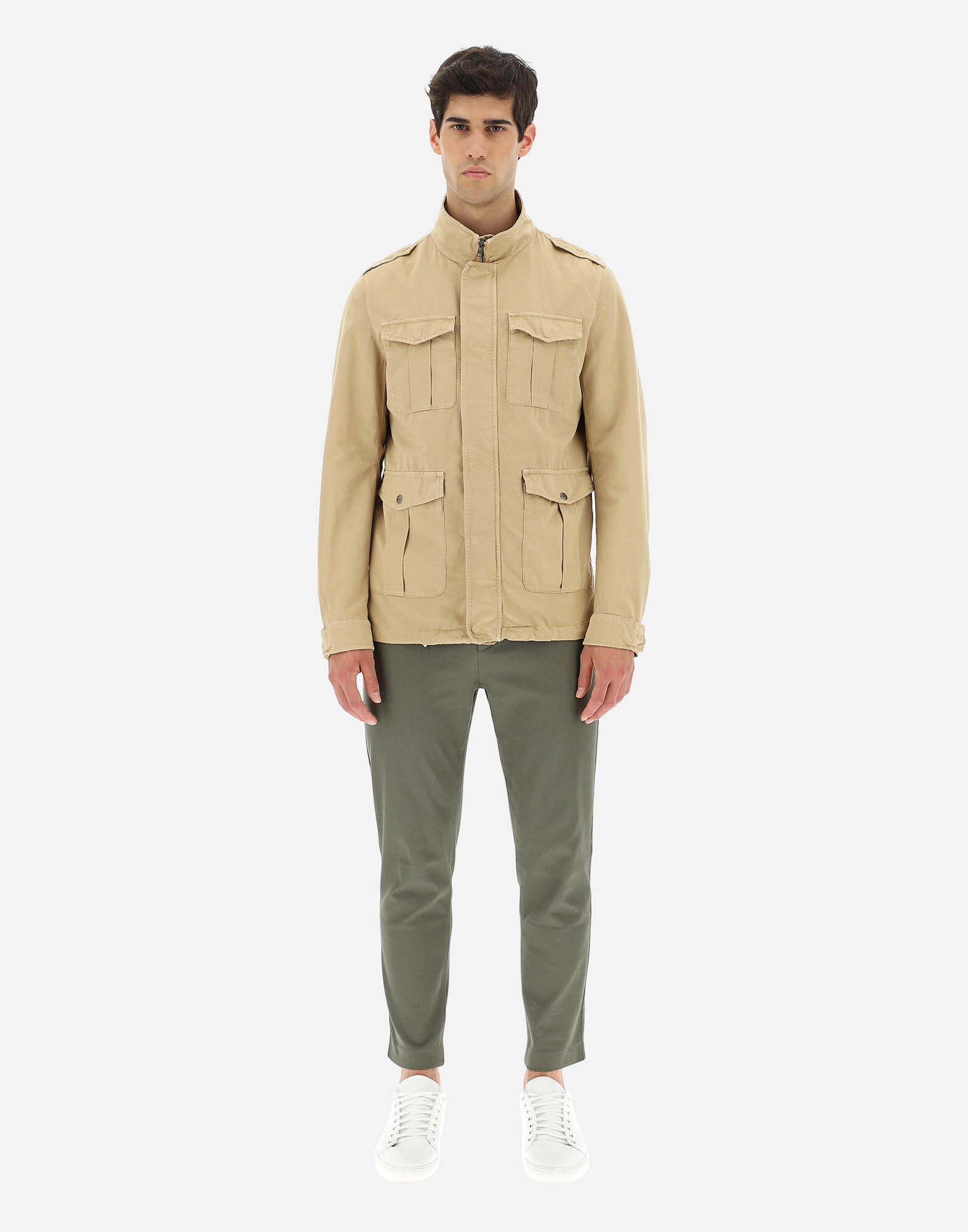 GARMENT DYED COTTON-LINEN FIELD JACKET