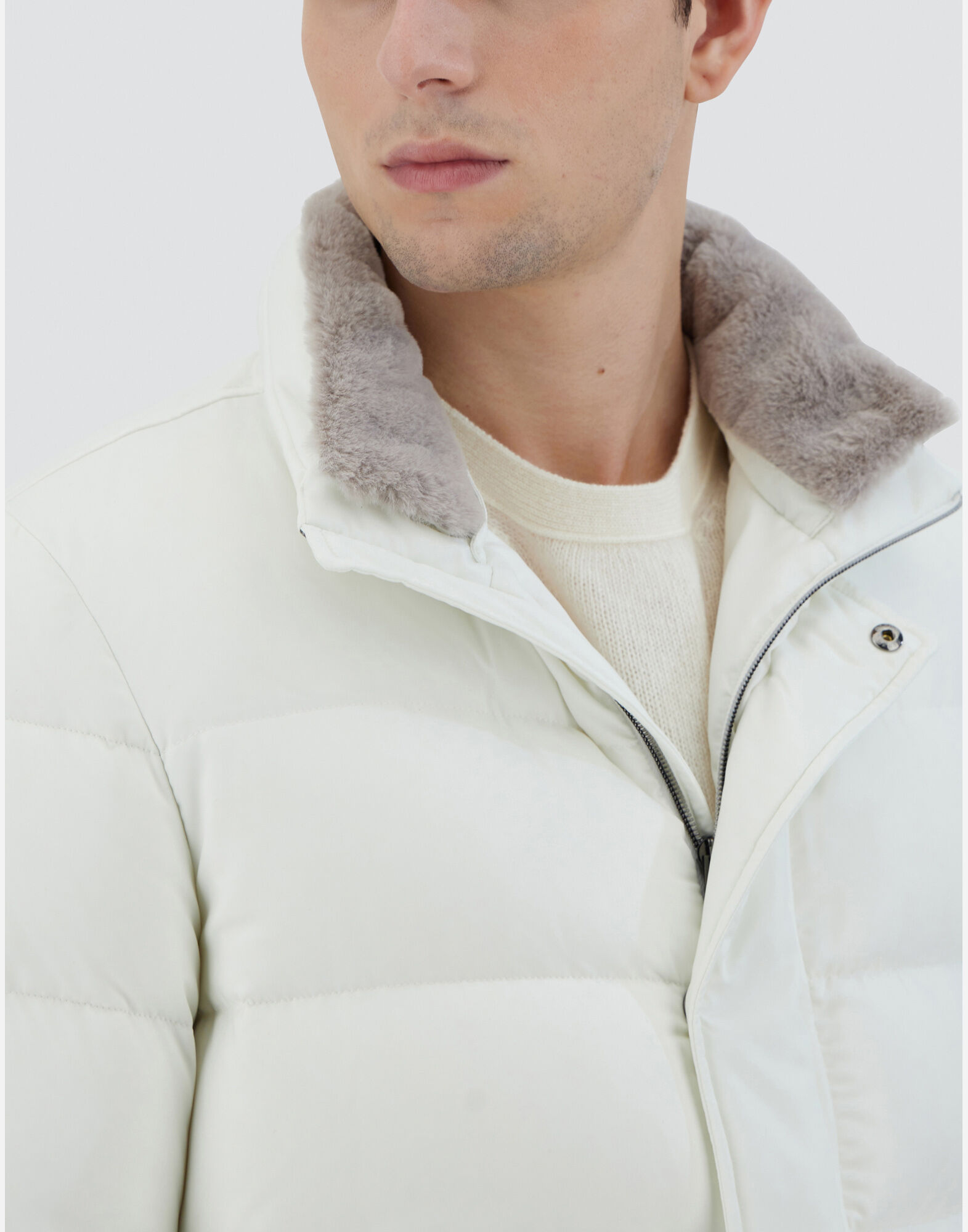 BOMBER JACKET IN ARENDELLE AND FAUX FUR in White for Men | Herno®