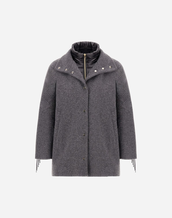 Herno ALPACA JACKET WITH FRINGING AND NYLON ULTRALIGHT  GC000612D335369487