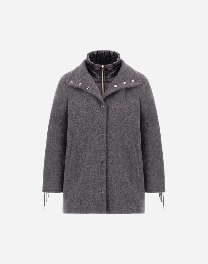 Herno ALPACA JACKET WITH FRINGING AND NYLON ULTRALIGHT  GC000612D335369487
