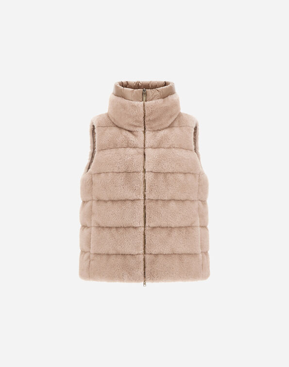 Herno REVERSIBLE VEST IN MINK-EFFECT MELANGE AND NYLON ULTRALIGHT  PI002282D129411985