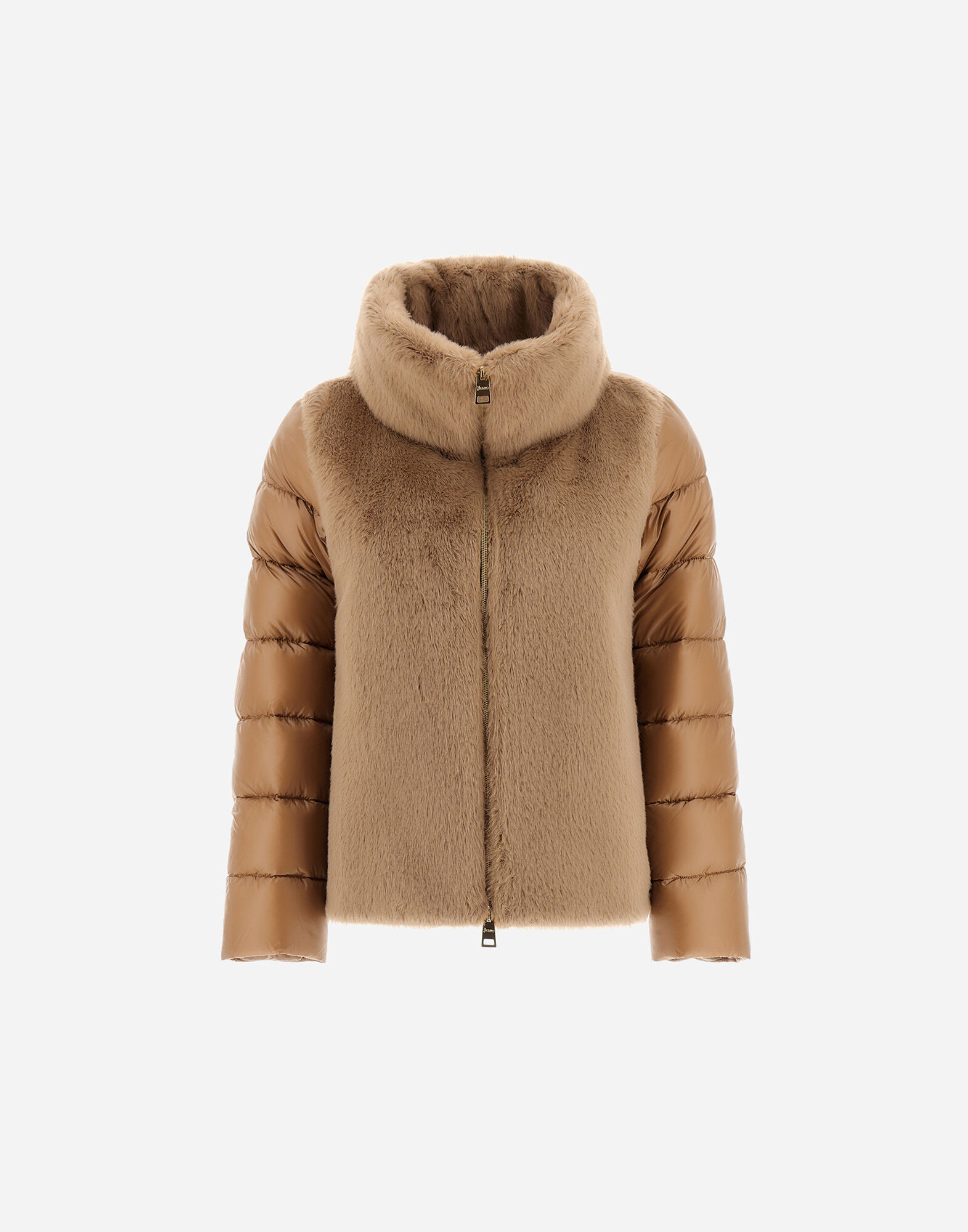 CAPE IN NYLON ULTRALIGHT AND LADY ALTERNATIVE FUR in Camel for