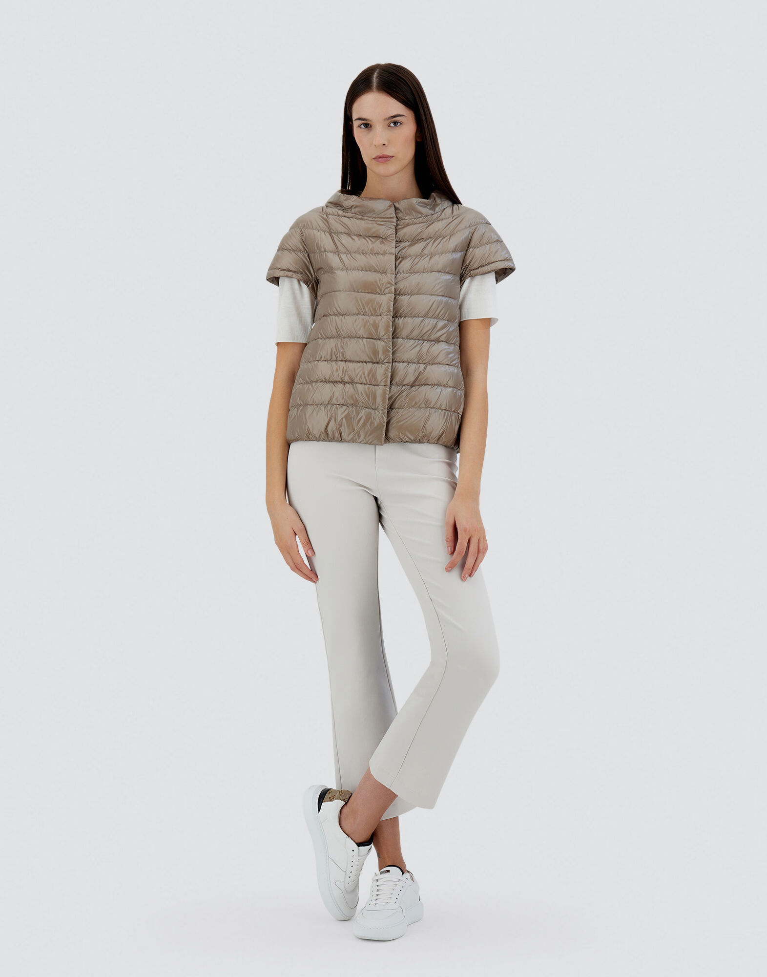 Herno ヘリンボーンノースリーブベスト EMILIA in Light Taupe for Women | Herno®