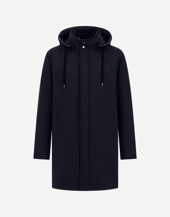 Herno RESORT PARKA IN MELANGE-EFFECT STRETCH NYLON AND LIGHT FAUX FUR  PA00032UR12742S9200