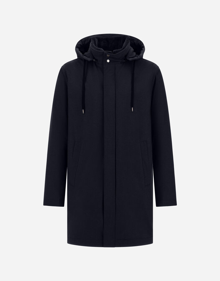 Herno RESORT PARKA IN MELANGE-EFFECT STRETCH NYLON AND LIGHT FAUX FUR  PA00032UR12742S9200