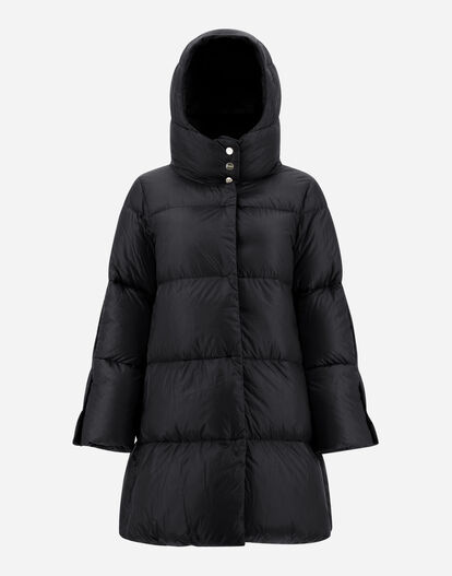 Black Medium-length Re-nylon Down Jacket