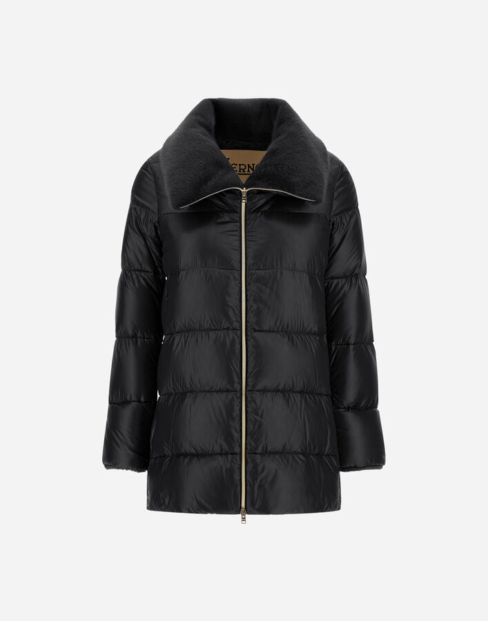 Herno A-SHAPE JACKET IN NYLON ULTRALIGHT AND LADY ALTERNATIVE FUR  PI002140D12017Z9300