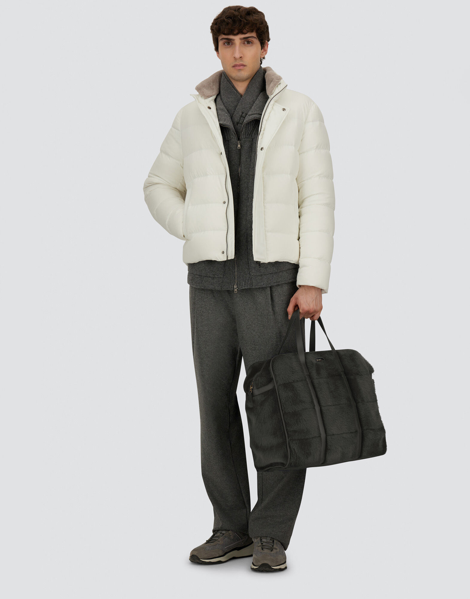 BOMBER JACKET IN ARENDELLE AND FAUX FUR in White for Men | Herno®