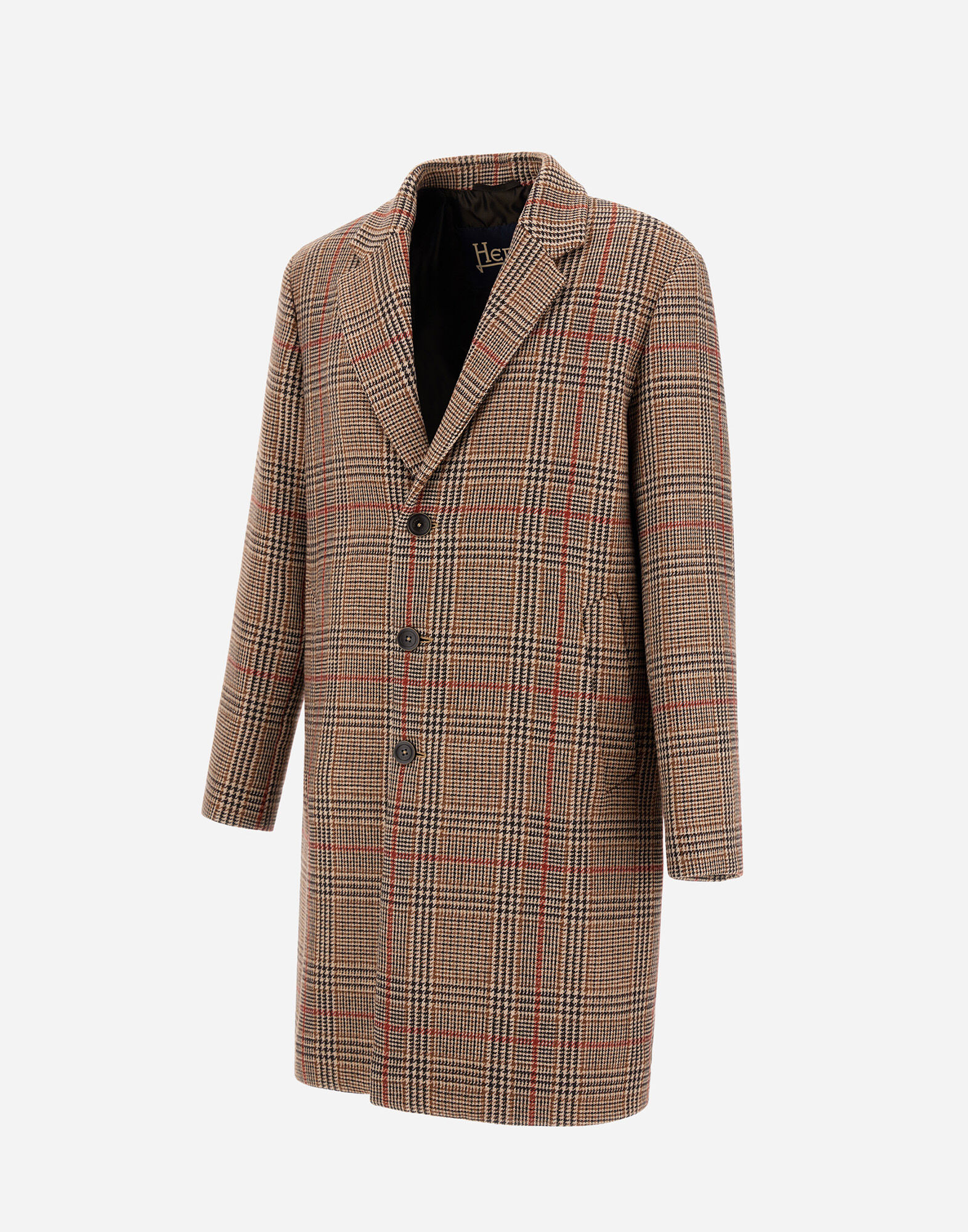 COAT IN GLEN CHECK R-WOOL in Camel for Men | Herno®