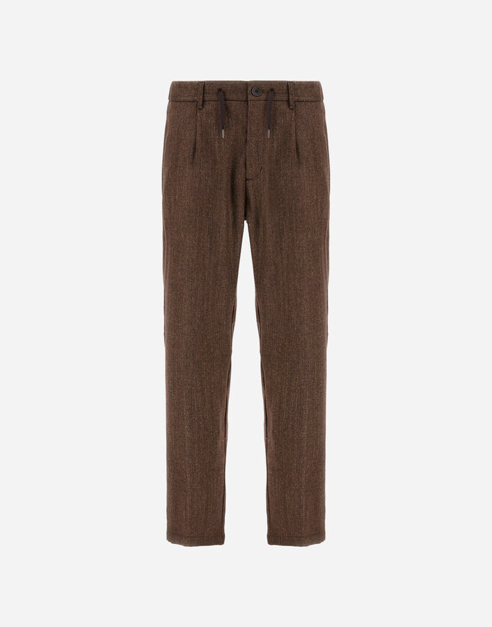 Herno TROUSERS IN HERRINGBONE WOOL FLANNEL  PT000152U33451R2157