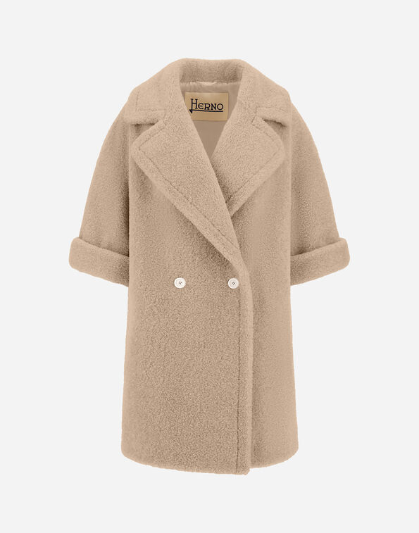 Herno DOUBLE-BREASTED COAT IN MELANGE TEDDY  GC000492D127351983