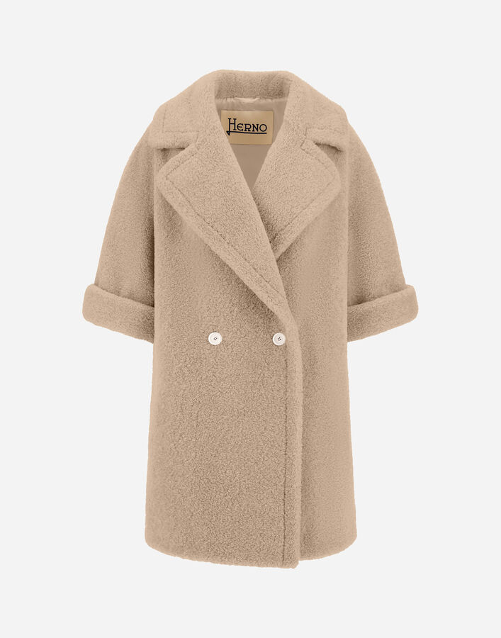 Herno DOUBLE-BREASTED COAT IN MELANGE TEDDY  GC000492D127351983