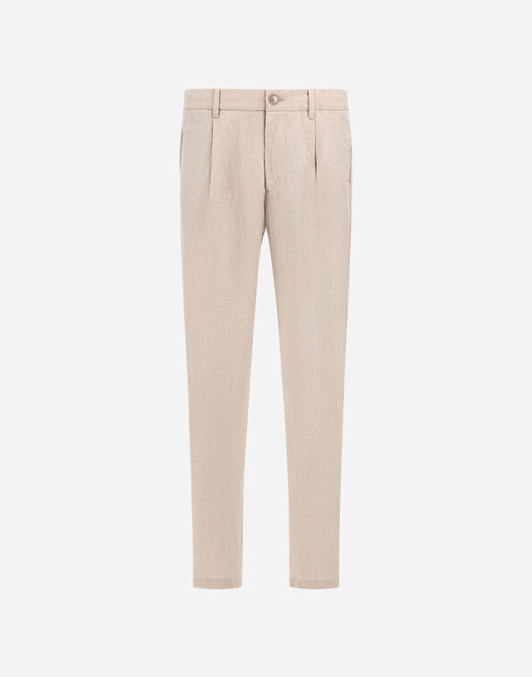 Herno RESORT TROUSERS IN FADE-EFFECT LINEN WITH TROPICAL PRINT  PT00053UR17105Z1986