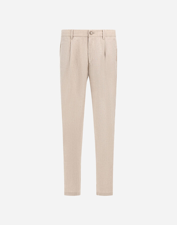 Herno RESORT TROUSERS IN FADE-EFFECT LINEN WITH TROPICAL PRINT  PT00053UR17105Z1986