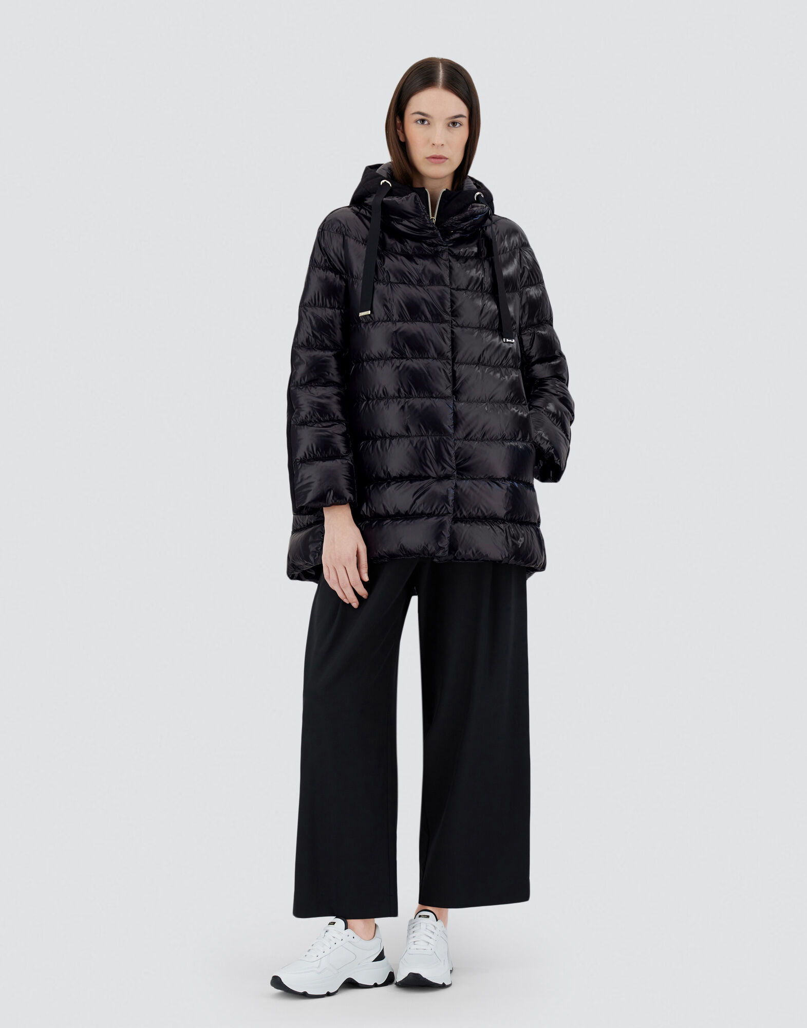 A-SHAPE JACKET IN NYLON ULTRALIGHT, CASHMERE AND SILK in Black for