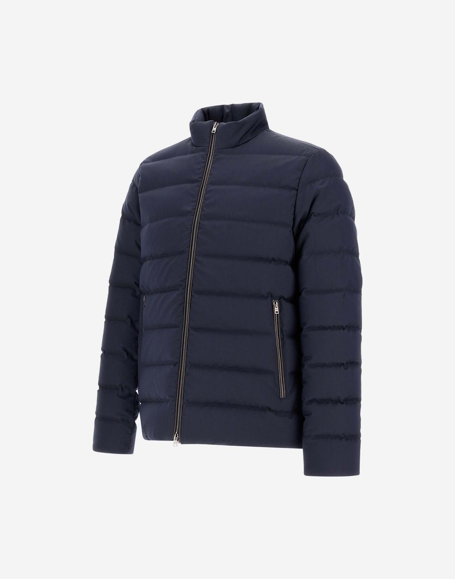 BOMBER JACKET IN POLISHED SMOOTH WOOL in Navy Blue for Men | Herno®