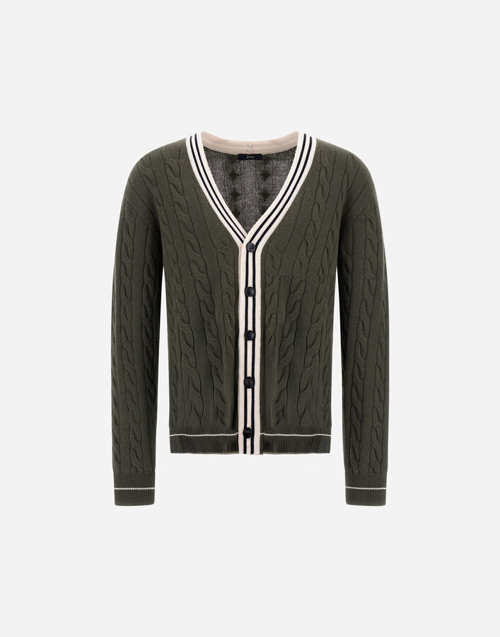 Herno CABLE-KNIT WOOL AND CASHMERE CARDIGAN  MC000216U703627741