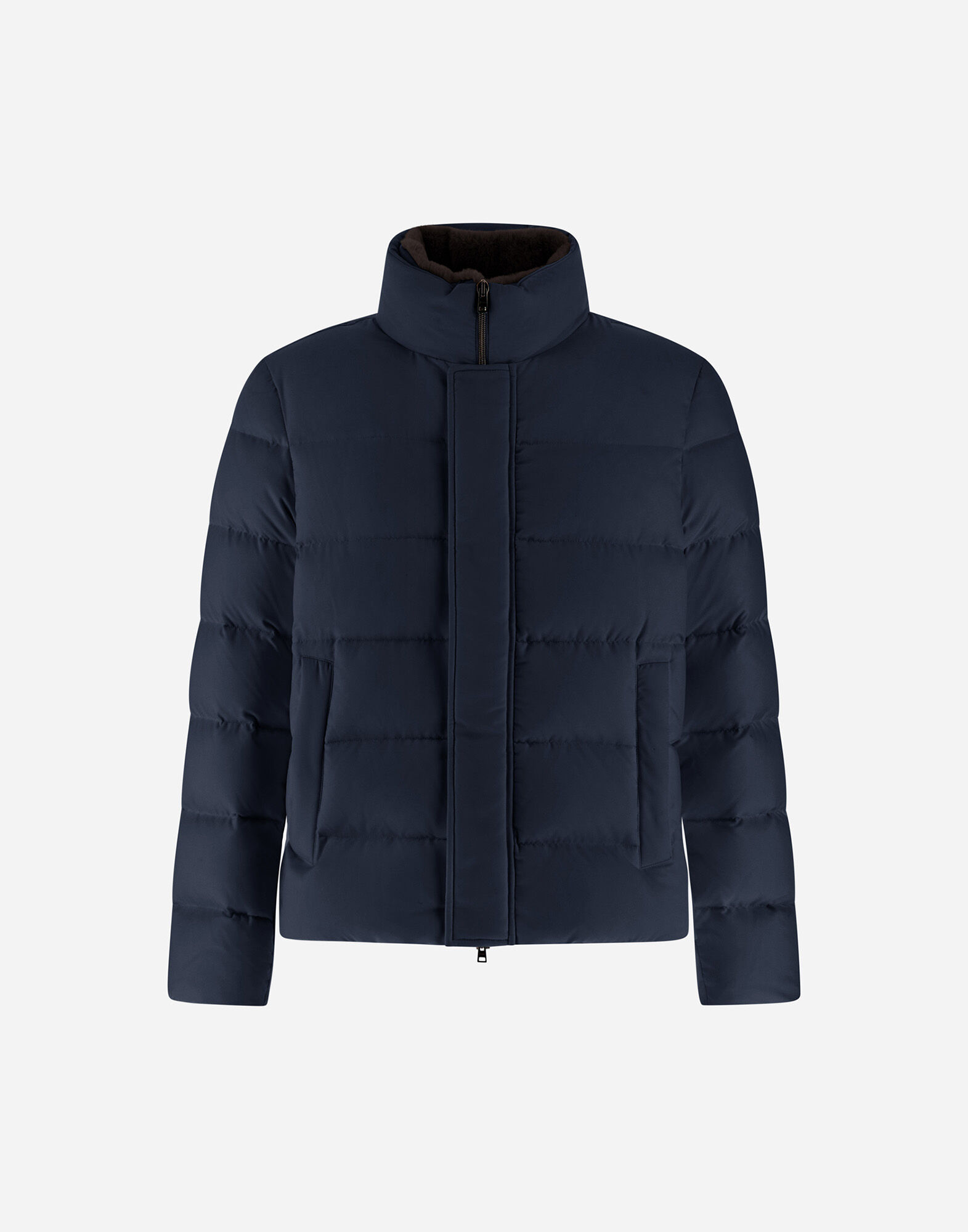 Herno ネイビー フード付きジャケット BOMBER JACKET IN ARENDELLE AND FAUX FUR in Navy Blue for Men | Herno®
