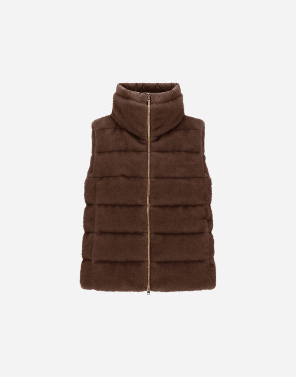 Herno REVERSIBLE VEST IN MINK-EFFECT MELANGE AND NYLON ULTRALIGHT  PI002282D129418810