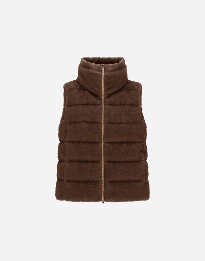 Herno REVERSIBLE VEST IN MINK-EFFECT MELANGE AND NYLON ULTRALIGHT  PI002282D129418810