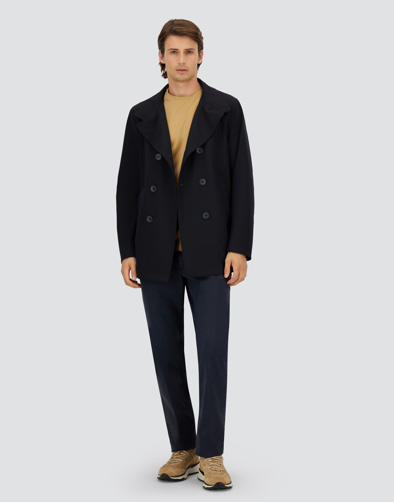 PEACOAT IN LIGHT WOOLEN EFFECT in Navy Blue for Men | Herno®
