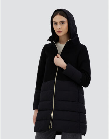 DIAGONAL WOOL AND NUAGE PARKA in Black for Women | Herno®