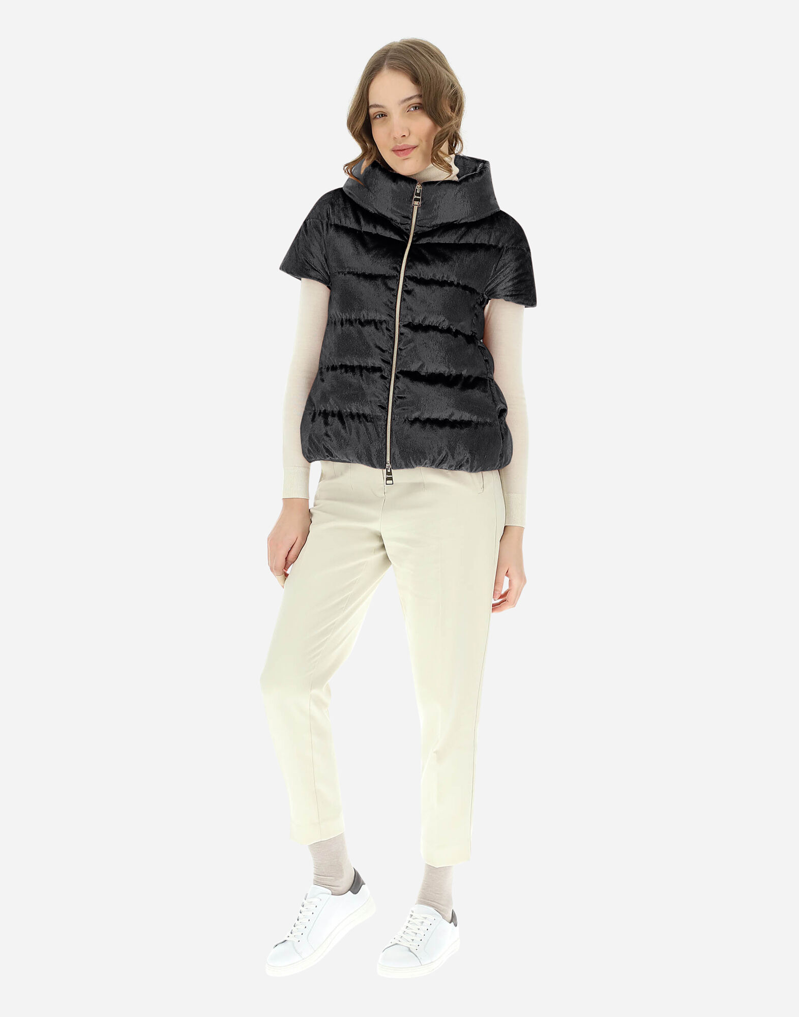 Herno - SHORT-SLEEVED CRYSTAL VELVET CAPE