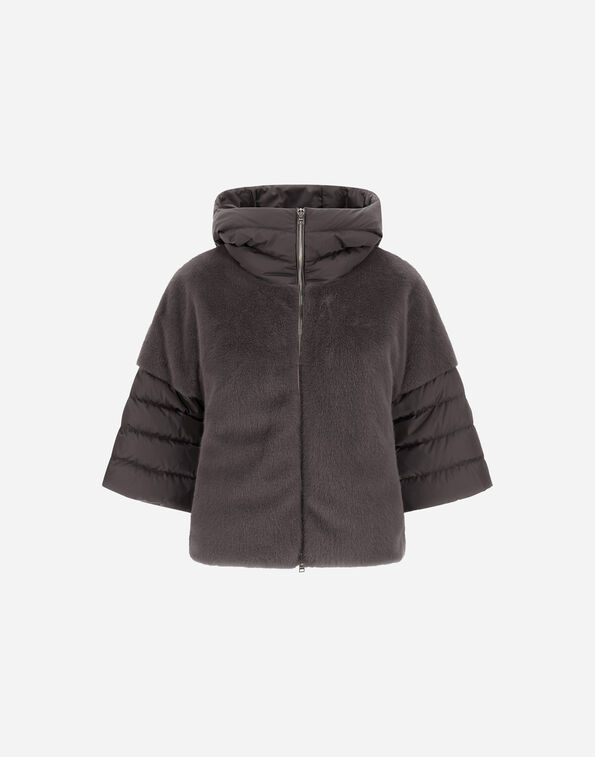 Herno CAPE IN SATIN AND LADY ALTERNATIVE FUR  PI002132D12170Z9480