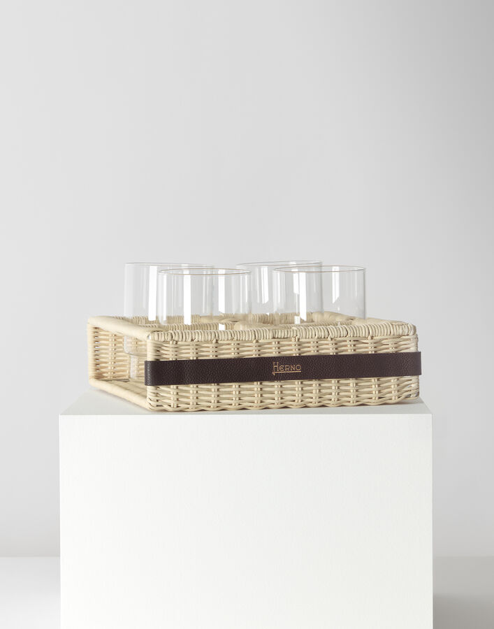 Herno RATTAN TRAY WITH SET OF 4 GLASSES  SUMMERGLASSRATTAN12100