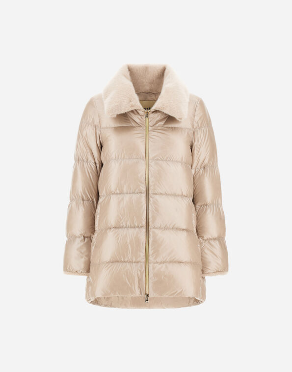 Herno A-SHAPE JACKET IN NYLON ULTRALIGHT AND LADY ALTERNATIVE FUR  PI002140D12017Z1985