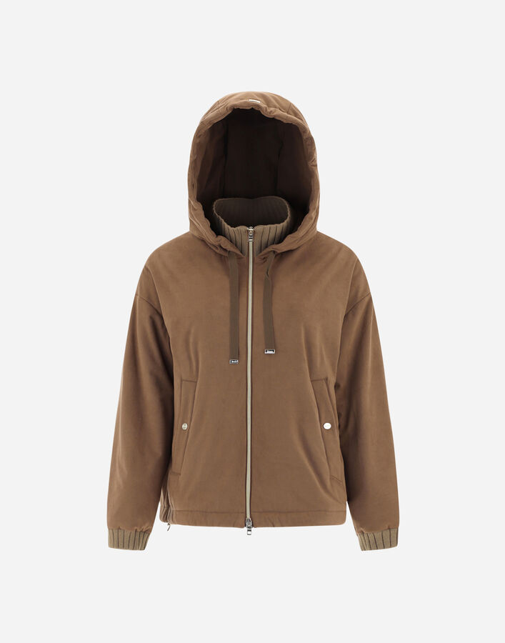 Herno Men's Resort Bomber Jacket in Suede Alternatives Brown
