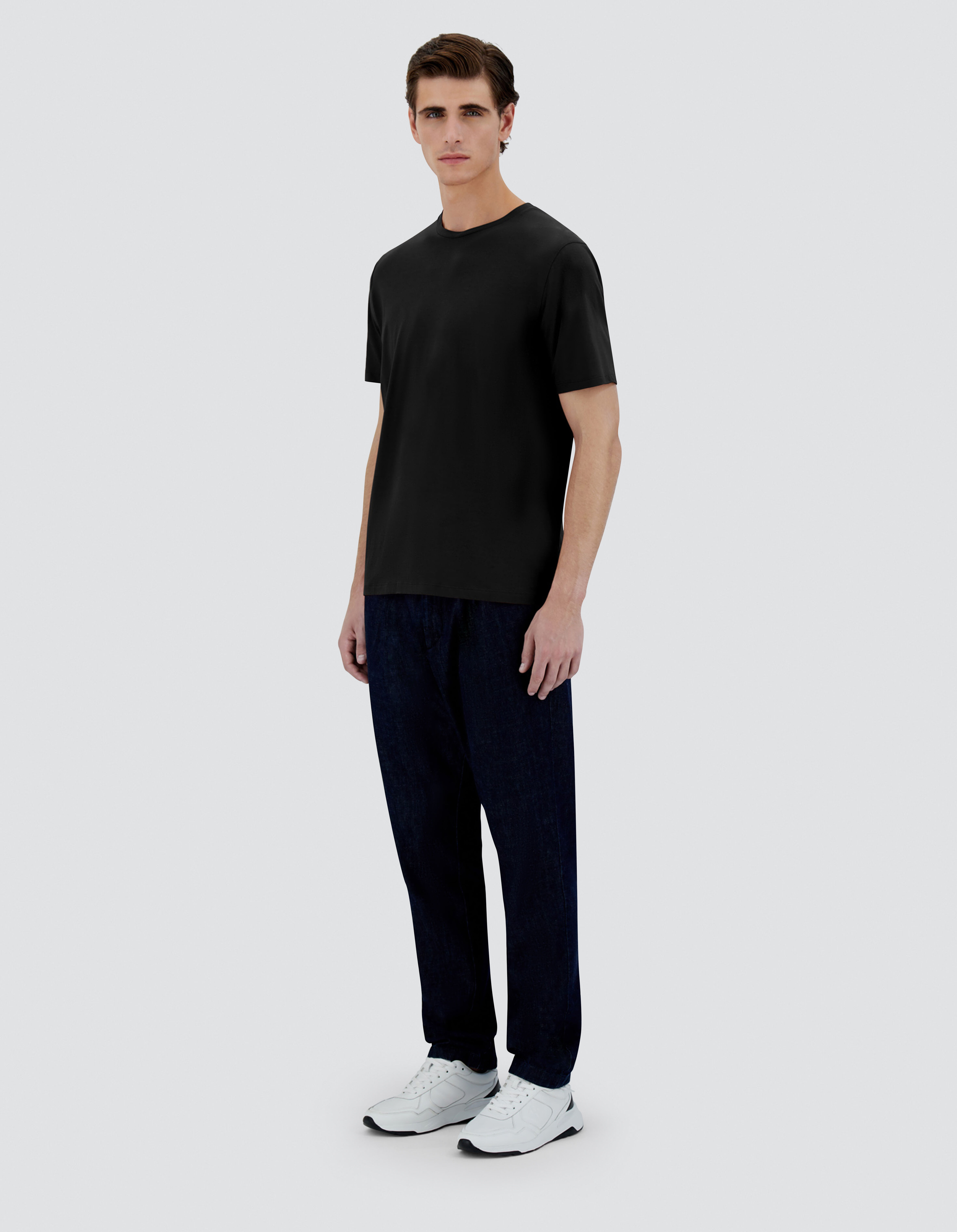 JERSEY CREPE T-SHIRT in Black for Men | Herno®