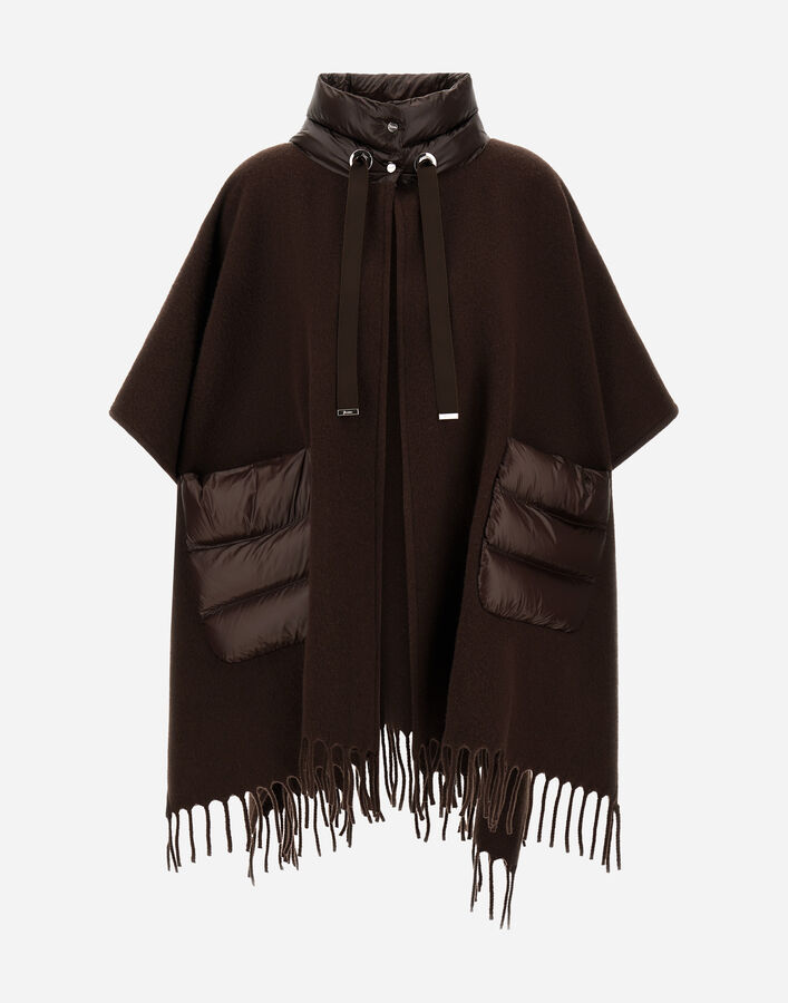 Herno RESORT PONCHO IN DOUBLE-LAYERED WOOL CASHMERE FABRIC AND NYLON ULTRALIGHT  GC00066DR333958810