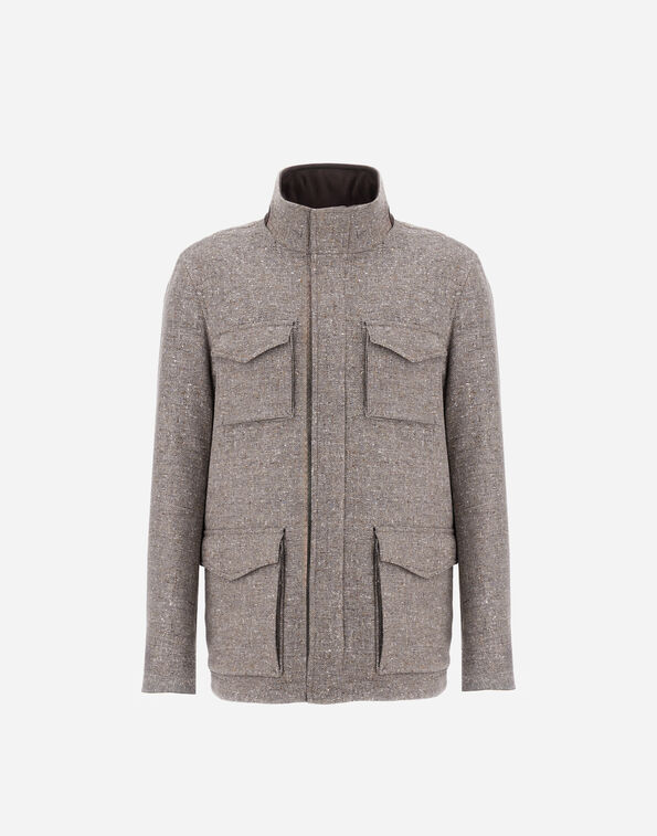 Herno RESORT FIELD JACKET IN BOUCL&Eacute; WOOL FABRIC AND SUEDE-EFFECT MICROFIBRE  FI00025UR334972600