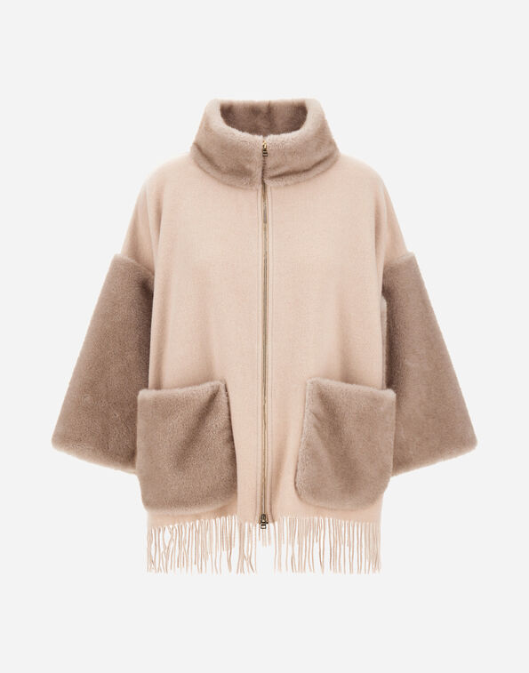 Herno WOOL, CASHMERE AND MINK-EFFECT M&Eacute;LANGE PONCHO  GC000602D333951982