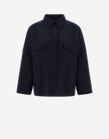 DOUBLE-LAYERED WOOL JACKET in Navy Blue for Women | Herno®