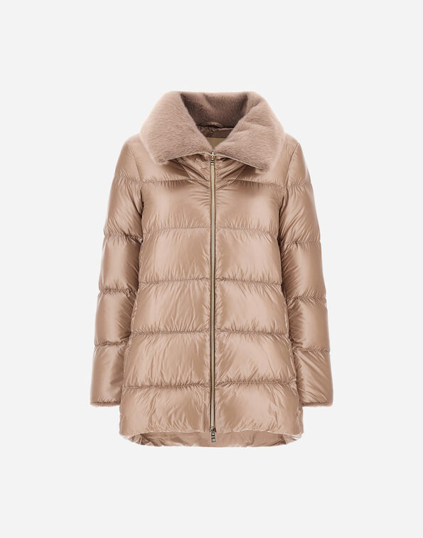 Herno A-SHAPE JACKET IN NYLON ULTRALIGHT AND LADY ALTERNATIVE FUR  PI002140D12017Z2600
