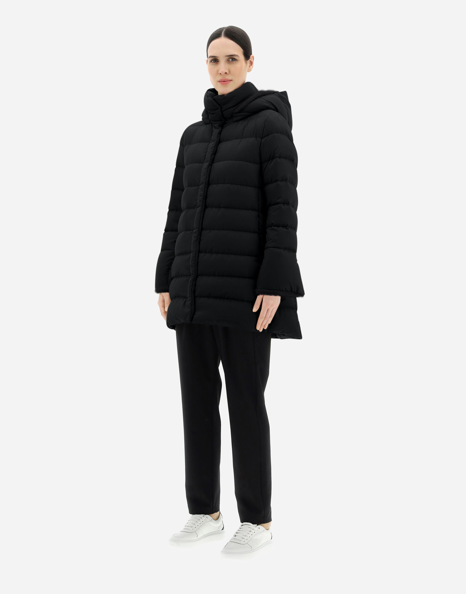 ARENDELLE AND LADY FAUX FUR A-LINE JACKET in Black for Women | Herno®