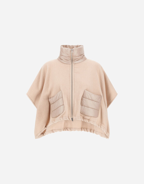 Herno RESORT SHORT PONCHO IN DOUBLE-LAYERED WOOL CASHMERE FABRIC AND NYLON ULTRALIGHT  GI00042DR333951982