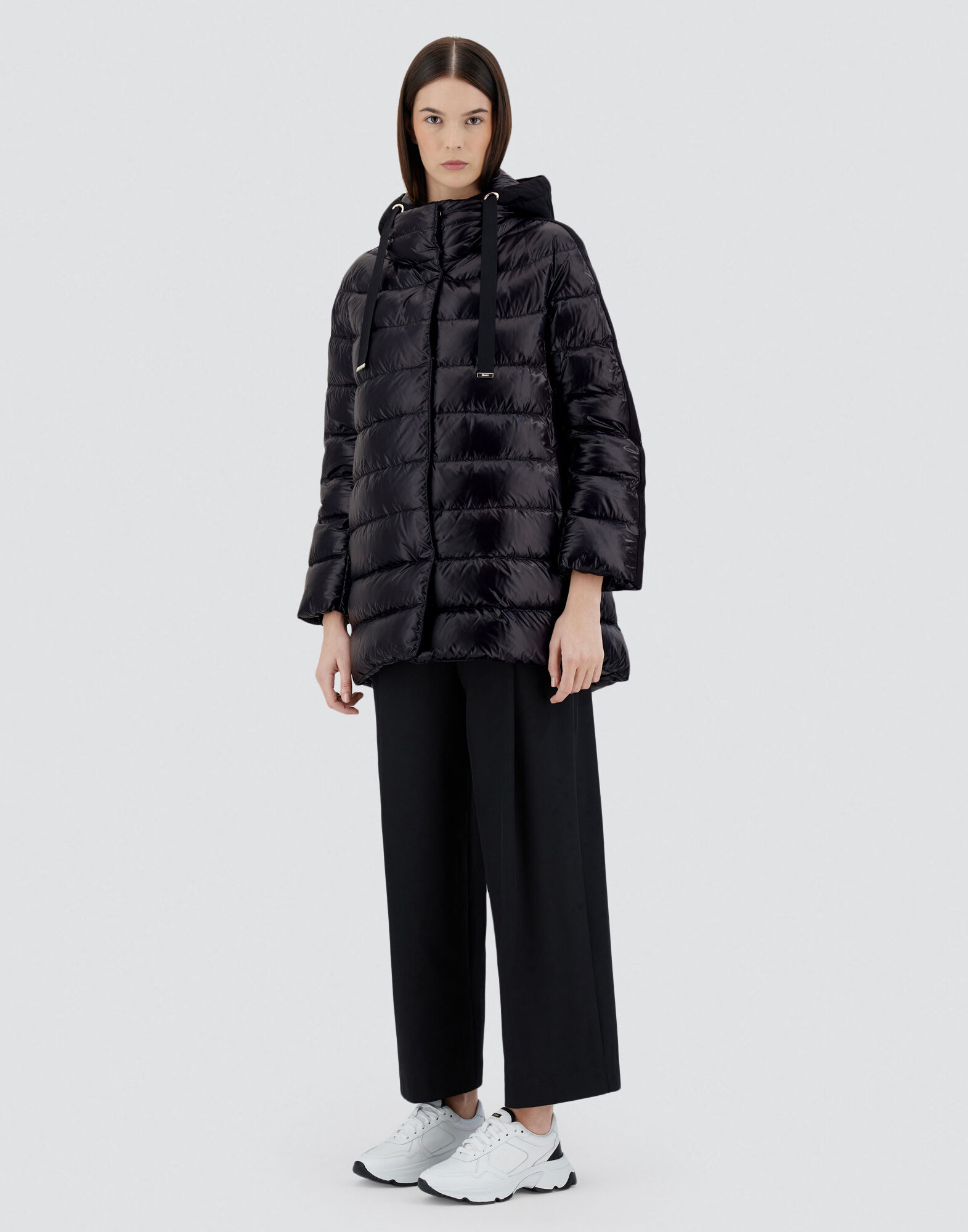 A-SHAPE JACKET IN NYLON ULTRALIGHT, CASHMERE AND SILK in Black for