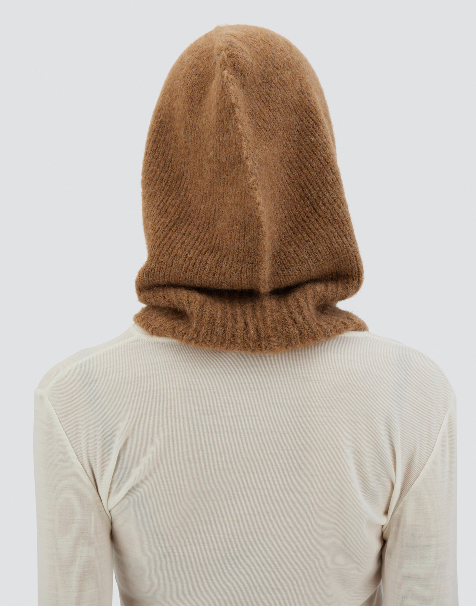 Herno Balaclava In Plain Alpaca Wool In Earthenware
