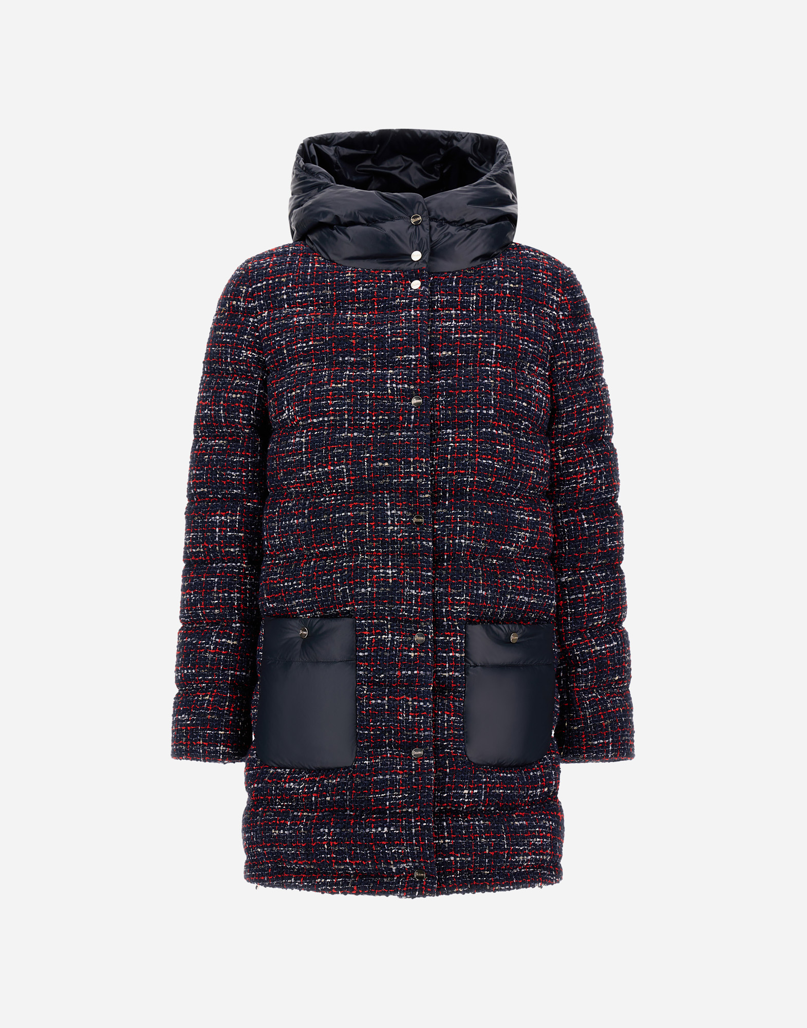 Herno Parka In Operated Tweed And Nylon Ultralight In Multi